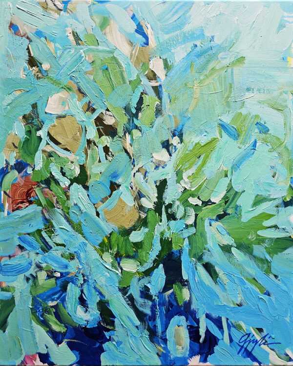 Bathed in Mediterranean light, the lush greens shimmered like a song of earth and sea, alive with the breath of summer.